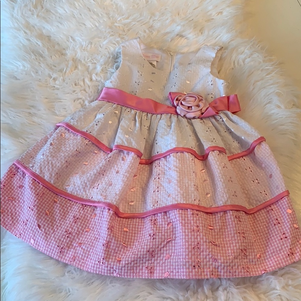 Bonnie Baby 24M Pink & White Gingham Baby Dress 🌸